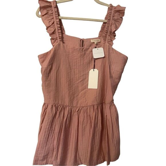 Cotton Bleu Pink Square Neck Ruffled Tank - Picture 2 of 7